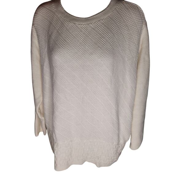 Bobbie Brooks Women Sweater White Cable Knit Sz L - Picture 3 of 5